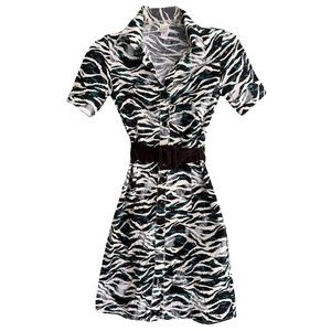 NATALI Zebra Print Dress With buttons
